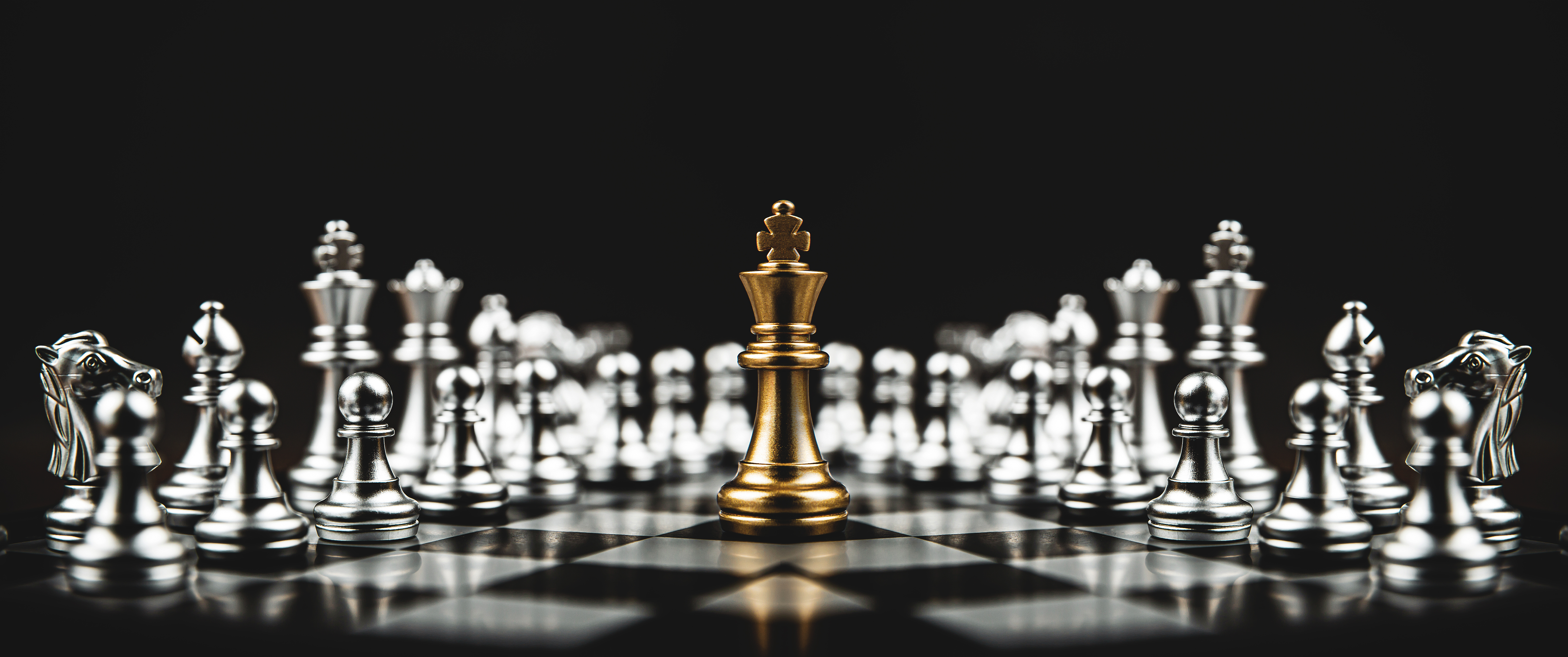 Golden king commanding silver pieces — authority